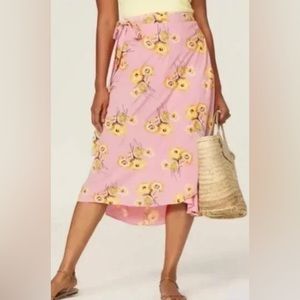 NWT Madewell Wisteria Dove Dutch Dandelions Wrap Skirt